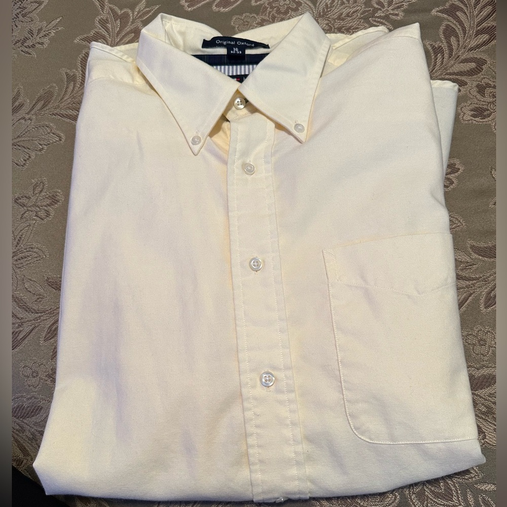 Beautiful Vintage Tommy Hilfiger Button Down, Sz L (16 32-33), Light Yellow - Picture 2 of 7